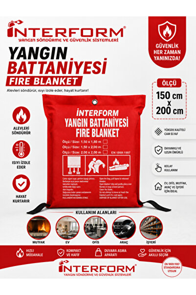 İNTERFORM YANGIN SÖNDÜRME VE GÜVENLİK SİSTEMLERİ 150x200 CM YANGIN BATTANİYESİ
