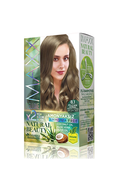 MAXX DELUXE Natural Beauty Amonyaksız Set Saç Boyası 8.1 Küllü Açık Kumral