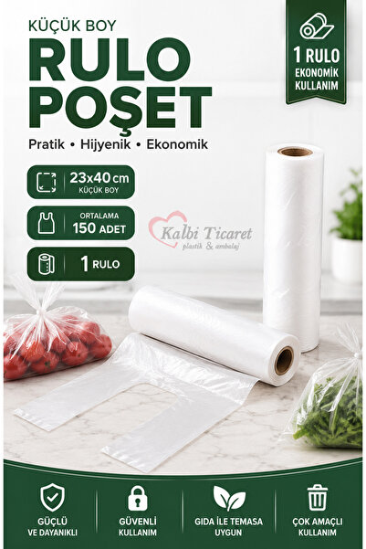 Kalbi Ticaret Rulo Poşet Küçük Boy Hışır Atlet Poşet Beyaz Şeffaf Market Mana...