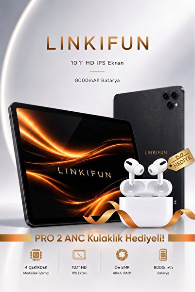 linkifun 10.1" HD IPS Android Tablet 4GB/32GB | 8000mAh Batarya | SIM Kart De...
