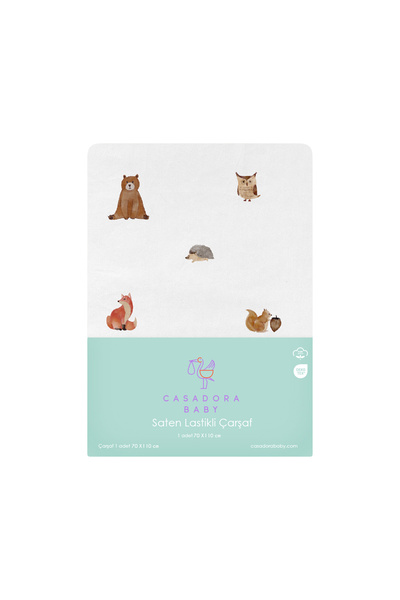 Casadora Baby Forest Amigos 100% Organic Cotton Satin Baby Fitted Sheet 70 X ...