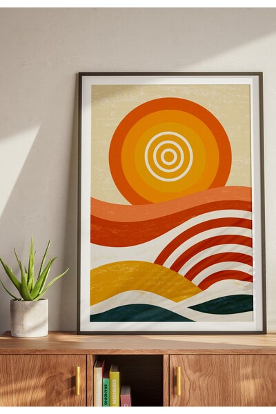 Wallnest Poster Fara Rama, Soare Retro Abstract, Tablou Modern Decor Perete