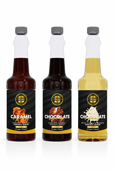 By Tüfekçi Kahve Şurubu 3’lü Avantajlı Set 3x750 ML | Karamel, Çikolata, Beya...