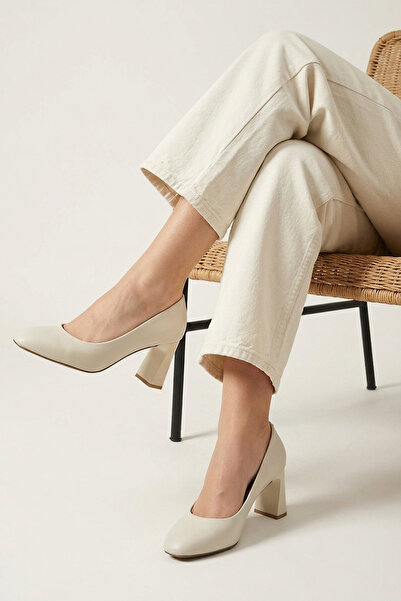 Ziya , Women's Genuine Leather Heeled Shoes 1611059Z1315 Beige