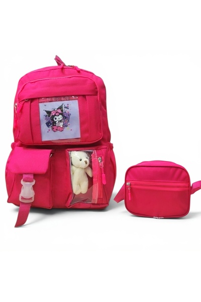 Dadacuq Korean Style Five-Compartment Teddy Bear Accessory 2-Piece School Bag...
