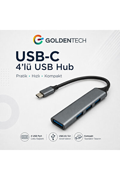 Golden Tech Type-c To Usb Hub 4 Port Çoklayıcı Macbook Ile Uyumlu Çoğaltıcı T...