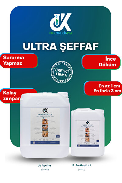 ERKON KİMYA Ultra Şeffaf Masa Döküm Tipi Epoksi Reçine - İnce Döküm (1-3 cm T...