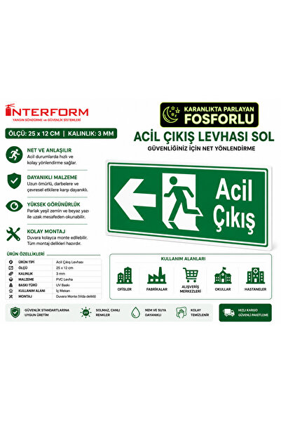 ( PHOSPHOR ) EMERGENCY EXIT PLATE LEFT