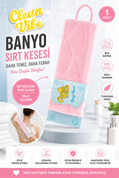 mycleanvibe Çift Taraflı Banyo Sırt Kesesi Vücut Peeling Kesesi Uzun Banyo Li...