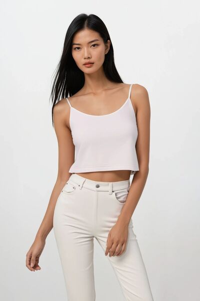 Ecrou Women's Ecru Crop Soft Tank Top with Rope Strap