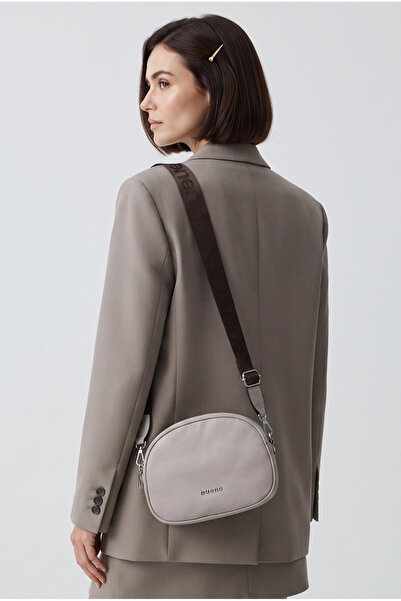 BUENO Gray Leather Women's Shoulder Bag
