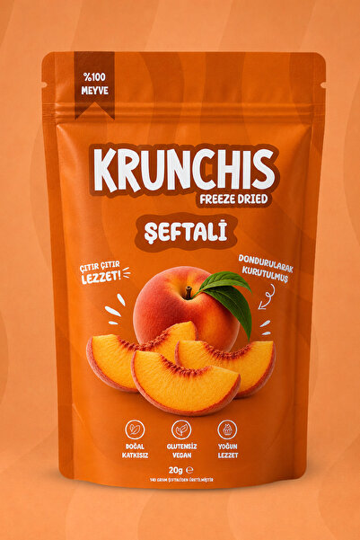 Krunchis Freeze Dried Dilim Şeftali (Dondurularak Kurutulmuş Meyve) - 20gr