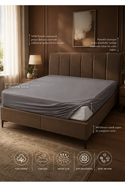 ce home collectıon 100% Cotton Combed Cotton Elastic Sheet King Size
