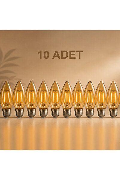 ORBUS Dekoratif Ampul E27 Amber Sarı Işık 4w Led Ampul 10'lu Paket