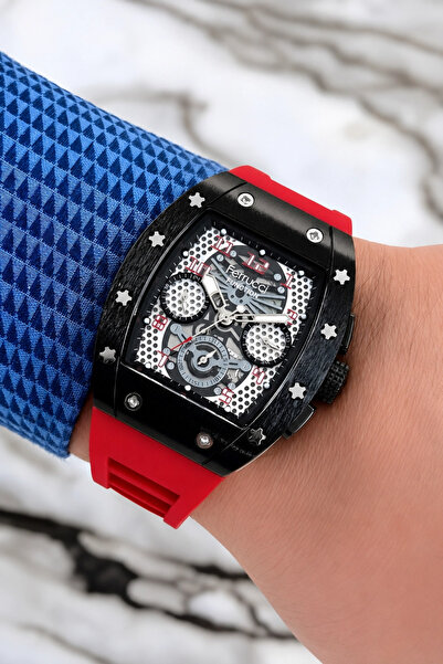 Ferrucci Kırmızı Renk Silikon Kordon FCF.03258FS.03 Function Erkek Kol Saati+...