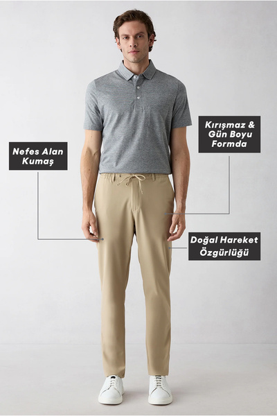 Kiğılı Techno-Line Regular Fit Standard Cut Lycra Flexible Waistband Pants wi...