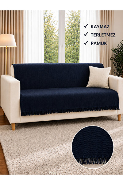 SEVHOME CONCEPT %100 Pamuk Kaymaz & Terletmez & Saçaklı & Yumuşak Koltuk Örtü...