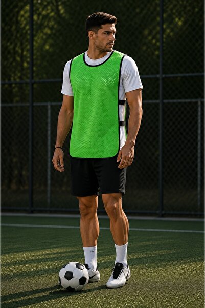 Campo Fileli Antrenman Yeleği Neon Yeşil - Halı Saha Bip Yeleği (6'lı Set)