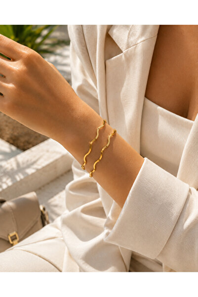Adata Jewelry Zikzak Ajda Çelik Bilezik 2 Adet 2 mm