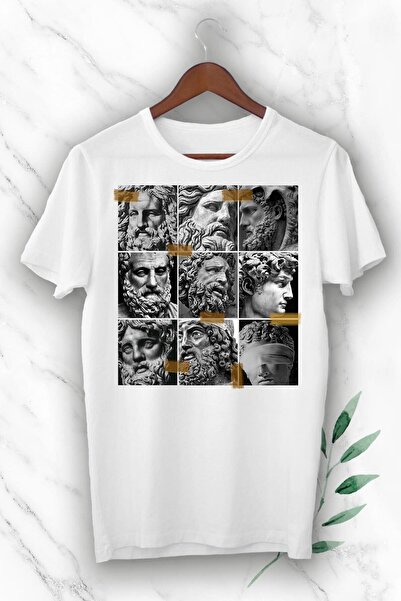 perseusshopping Μπλουζάκι με στάμπα Unisex White Mythology Sculpture