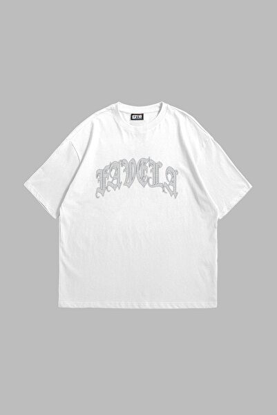 Tarzsokak Favela Stone Štampano Oversize kroj Unisex bela