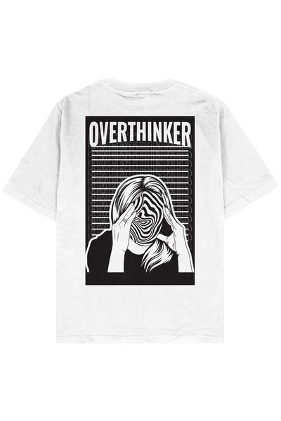 AyveGa Tricou unisex oversize alb Overthinker