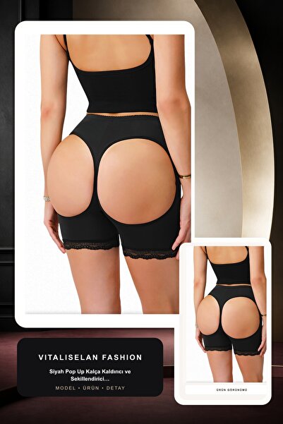 Vitaliselanfashion Kadın Siyah Pop Up Kalça Kaldırıcı ve Sekillendirici Dante...