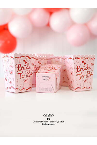 partince 8 Adet Bride To Be Bekarlığa Veda Partisi Pembe Kırmızı Popcorn Mısı...