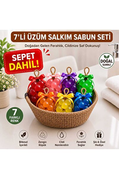 LASHES MUSE Üzüm Salkım Sabun - SEPET DAHİL - 7'li Set-İRİ TANELİ–Doğal Şık-B...