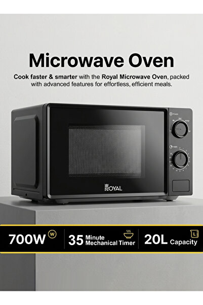 Royal Appliances Manual Microwave Oven, 6 Power Leves, 30 Min Timer, Child Sa...