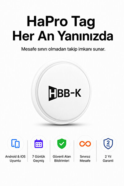 HBB-K Hapro Tag Ios & Android Uyumlu Airtag Akıllı Gps Takip Cihazı(BEYAZ)
