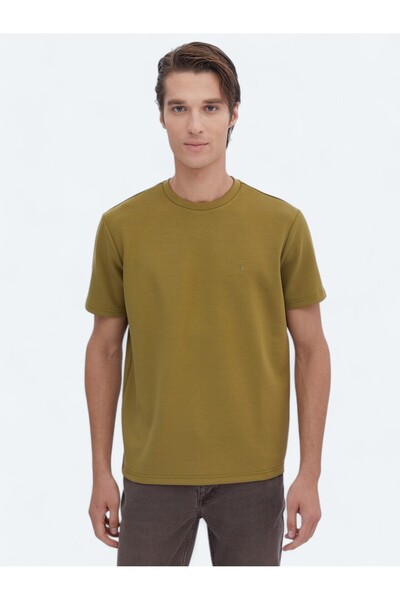 Kip Tricou simplu cu gât verde ulei