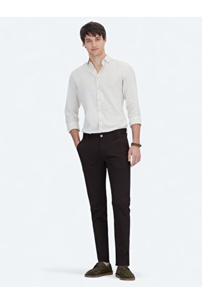 Kip Kahverengi Dokuma Regular Fit Casual Pamuk Karışımlı Pantolon