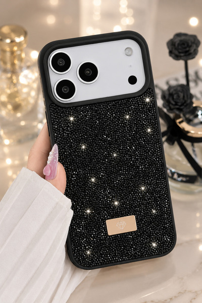 Go Aksesuar Iphone 17 Promax Uyumlu Elmas Tasarımlı Taşlı Işıltılı Parlak Pır...
