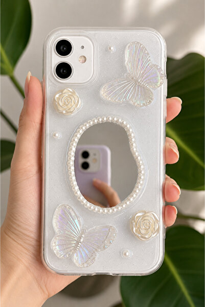 Iphone 11 Uyumlu 3d Oyuncak Aynalı Kelebek Tasarımlı Yumuşak Silikon Kılıf