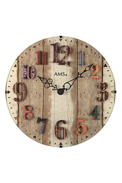 AMS Ceas de perete 9423, cuarț, maro, analogic, modern