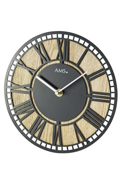 AMS Ceas de perete 1231, cuarț, negru, analogic, modern