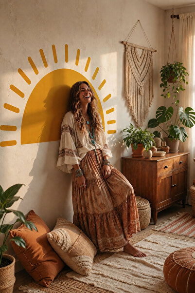 Kt Grup Boho Sun Living Room and Entrance Modern Wall Sticker