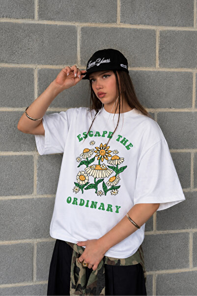 Eazy Co Tricou cu mânecă scurtă cu imprimeu extra oversize unisex Eazy White ...