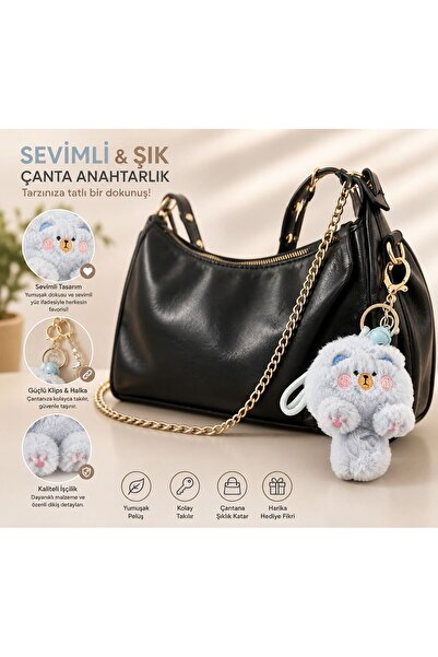 AYNALI PELUŞ KEDİLİ FİGÜRLÜ ANAHTARLIK VE ÇANTA AKSESUARI