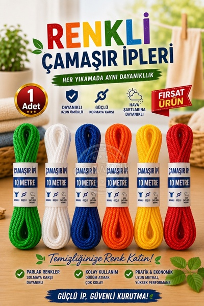 garaccu Naylon Çamaşır Kurutma İpi 10 Metre Çok Amaçlı İp 1 Adet