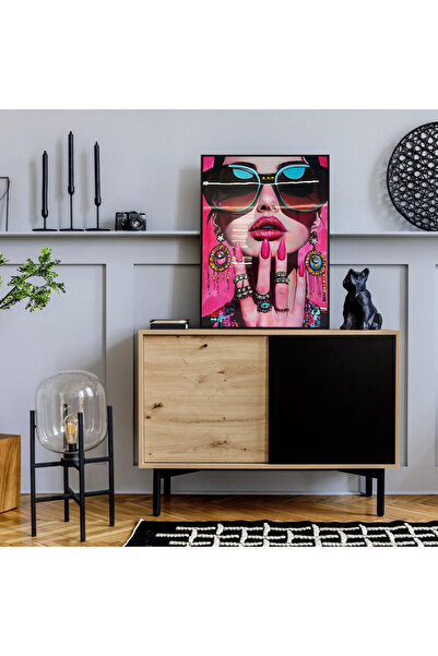 MallDeco Tablou Canvas Fashion Glam, Finisaj Lucios, cu Decor Acrilic Reliefat