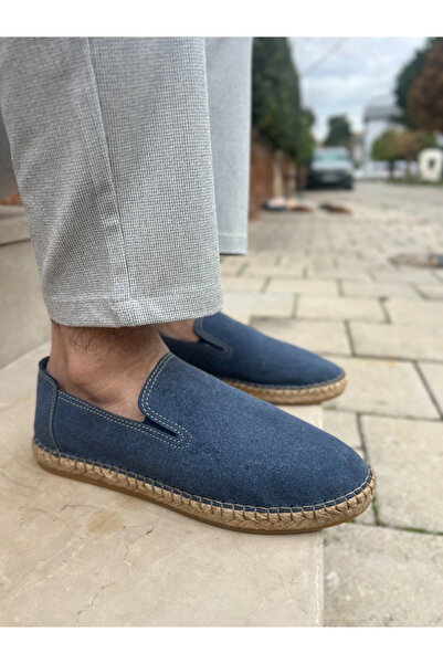 by selvi Lukka Shoes Daisy Men's Faux Leather Blue Elastic Espadrille