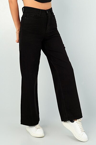 mooishan Wide Leg Black Women's Palazzo, Loose Black Women's Jeans