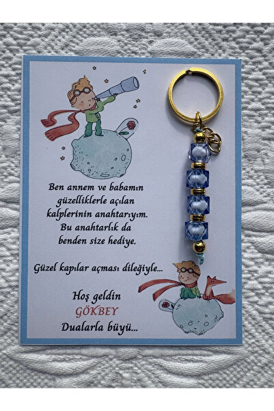 İ&DBABY 24 Adet Küçük Prens Temalı İsme Özel Tasarım Mavi Anahtarlık Hastane ...
