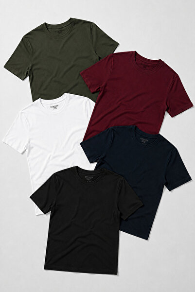 Etikmen 5-Pack Premium 100% Organic Cotton Basic Slimfit White-Khaki-Black-Na...