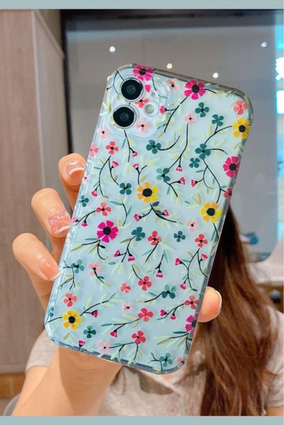 3GEN CASE iPhone 11 Uyumlu Tatlı Çiçekler Desenli Şeffaf Silikon Kılıf