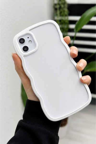 Go Aksesuar Apple Iphone 11 Uyumlu Kenarı Renkli DALGALI  Darbe Önleyici Şeff...