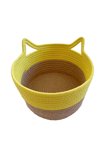 KOÇTAŞ Kedi Kulaklı Sepet 27x16 cm Sarı
