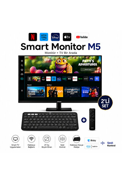 Samsung 27 İnç Full HD Tizen Smart TV Wi-Fi Ve Bluetooth Bağlantılı Dahili Ho...